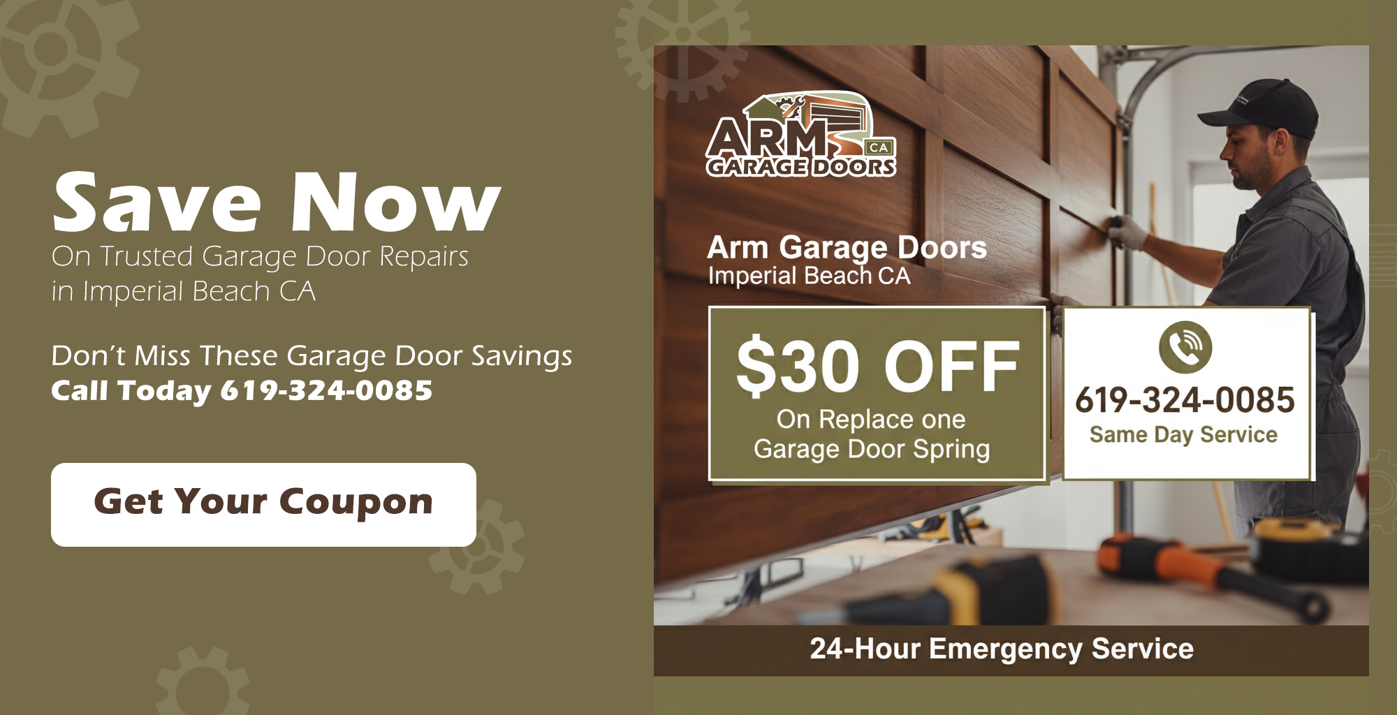 Garage door service discount coupon for repairs and installations in Imperial Beach CA